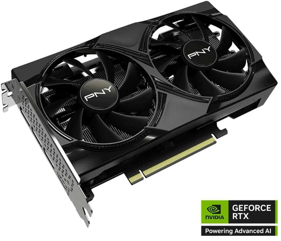 Vaizdo plokštė PNY GeForce RTX 5060 su dviem ventiliatoriais, 8 GB OC, DLSS 4