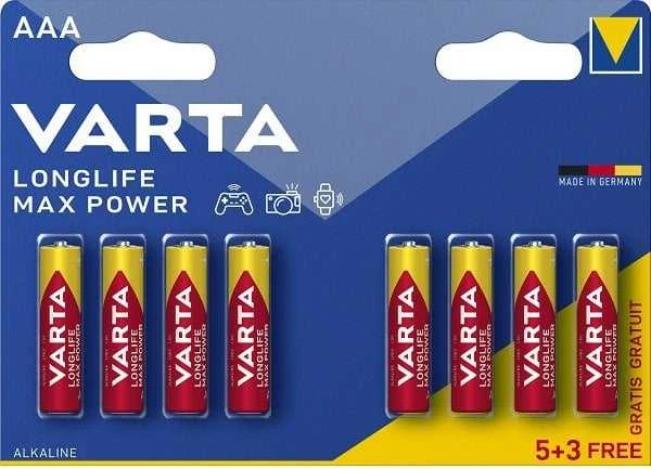 Varta AAA baterijos, 8 vienetų pakuotė