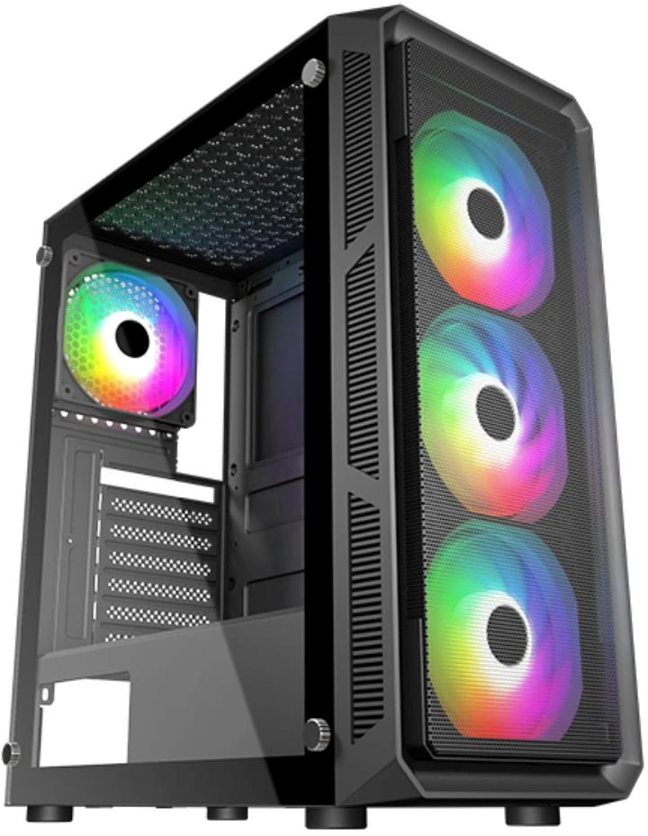 Vein X „VeinX“ korpusas „HERMES MESH Mid Tower“, ATX, 1xUSB 3.0, 2xUSB 2.0, 4x ARGB ventiliatoriai, ARGB valdiklis, juodas