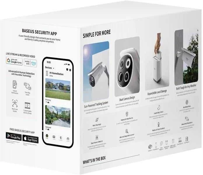„Baseus Security S1 Pro Dual 3K“ lauko stebėjimo rinkinys (2 kameros) – baltos spalvos