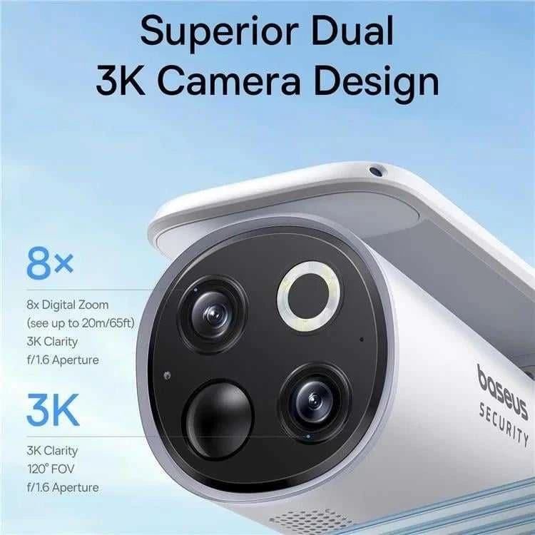 „Baseus Security S1 Pro Dual 3K“ lauko stebėjimo rinkinys (2 kameros) – baltos spalvos