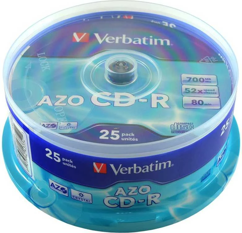 Verbatim CD-R AZO Crystal 0,7 GB, 52 x, 25 Pakuotės velenas