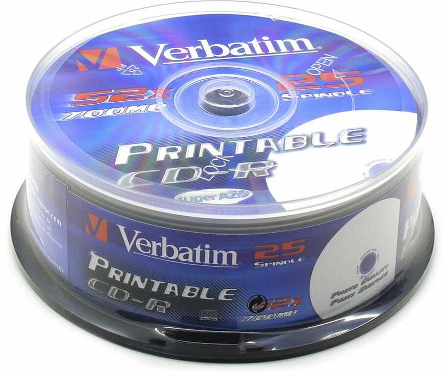 VERBATIM CD-R 25vnt pakuotė, PRINT 43439
