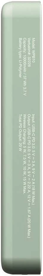 „Verbatim Charge ‘n’ Go Essentials“ magnetinė belaidė išorinė baterija, 10000 mAh, Žalia