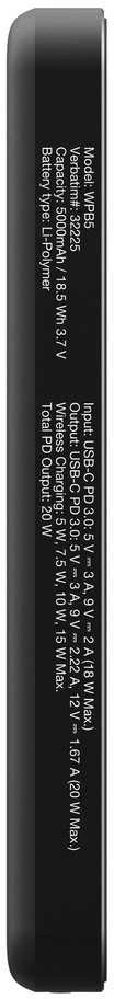 „Verbatim Charge ‘n’ Go Essentials“ magnetinė belaidė išorinė baterija, 5000 mAh, Juodas