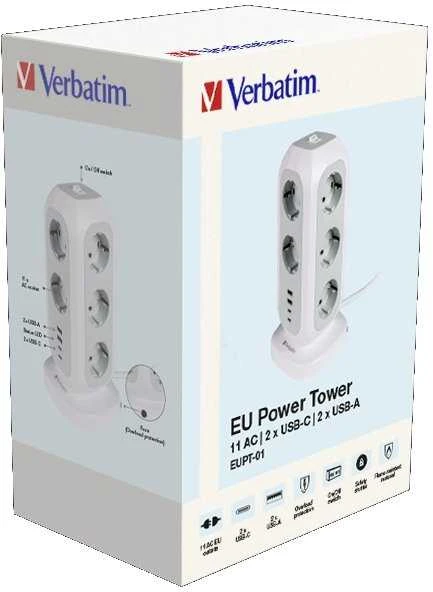 Verbatim EU Multi Plug Power Tower EUPT-01 Baltas