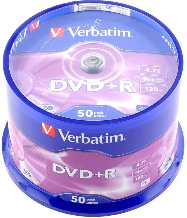 VERBATIM 50x DVD+R AZO 4,7GB 16x Spindle matinis sidabrinis paviršius