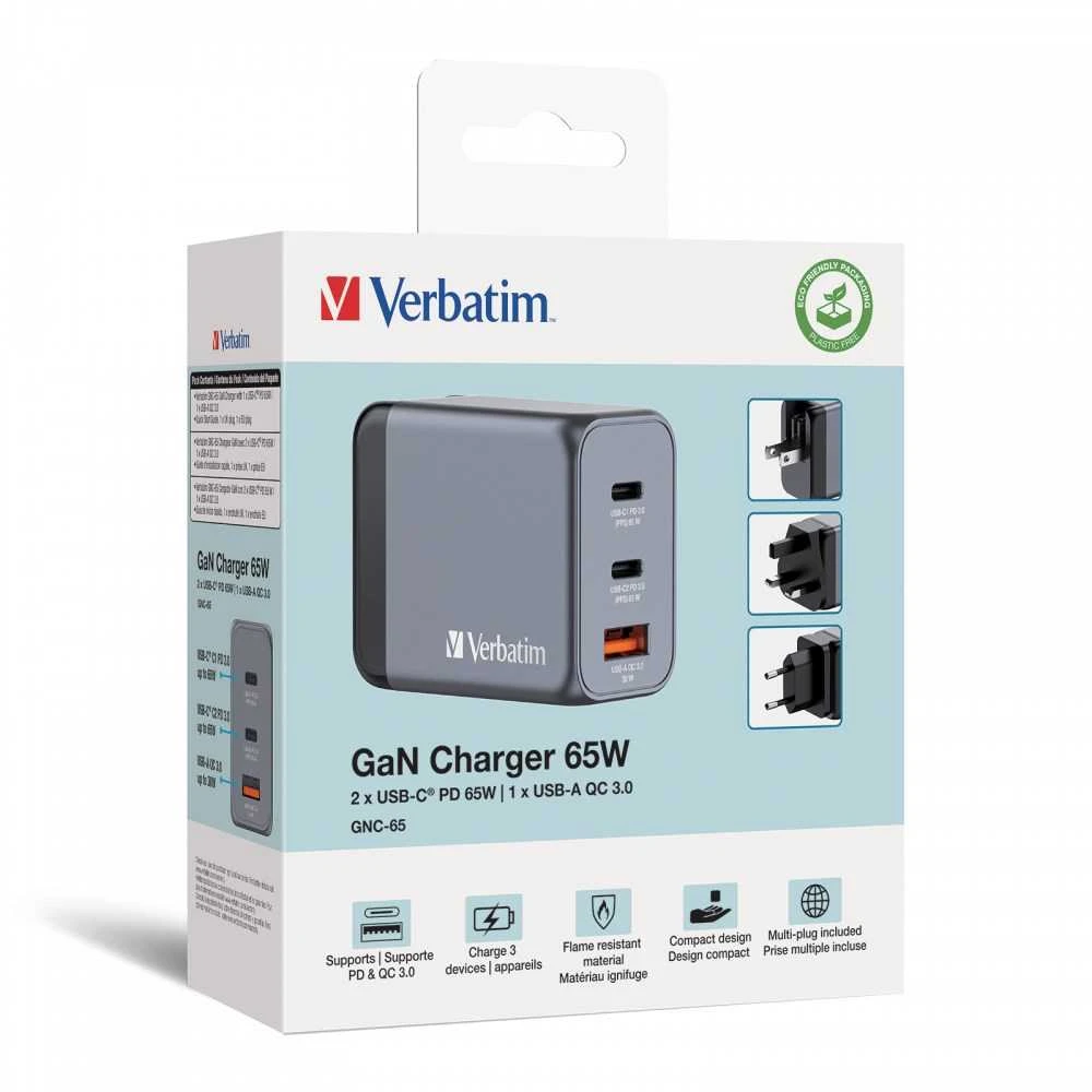 Verbatim GNC-65 GAN CHARGER 3 PORT 65W/U