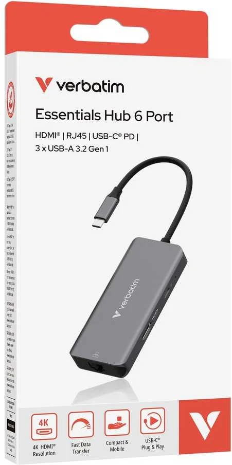 Adapteris Hub Verbatim USB-C/HDMI/3xUSB-A 3.2/RJ45 aluminum 32157