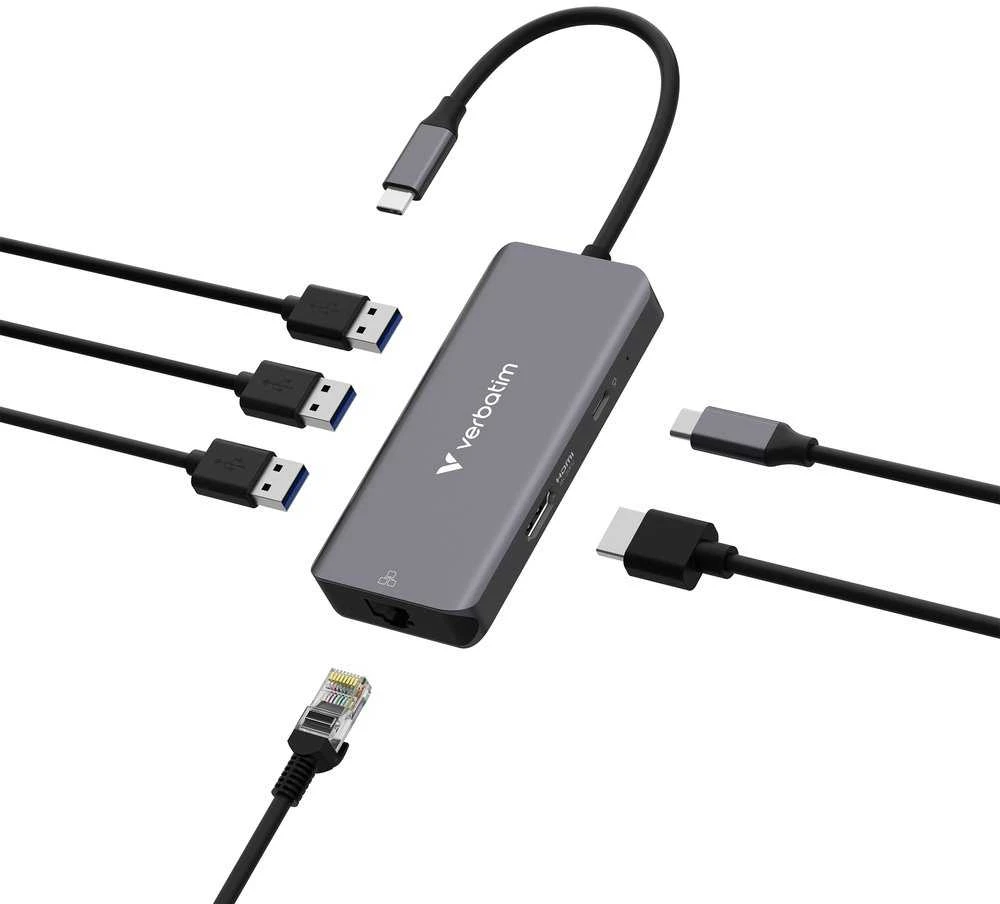Adapteris Hub Verbatim USB-C/HDMI/3xUSB-A 3.2/RJ45 aluminum 32157