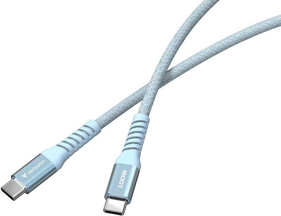 „Verbatim“ magnetinis sinchronizavimo ir įkrovimo laidas USB-C į USB-C, 100 W, 120 cm, Mėlyna