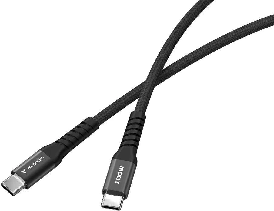 „Verbatim“ magnetinis sinchronizavimo ir įkrovimo laidas USB-C į USB-C, 100 W, 120 cm, Juodas