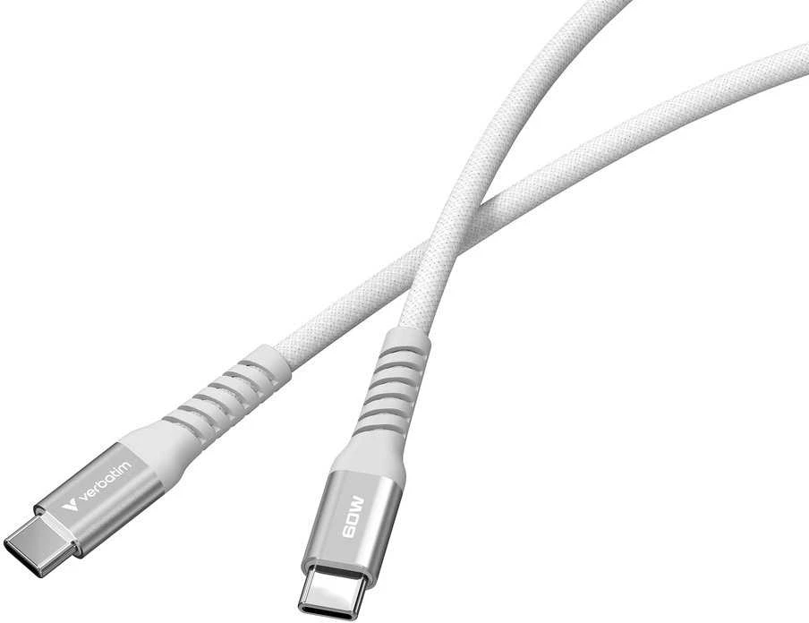 „Verbatim“ magnetinis sinchronizavimo ir įkrovimo laidas USB-C į USB-C, 60 W, 120 cm, pilkas