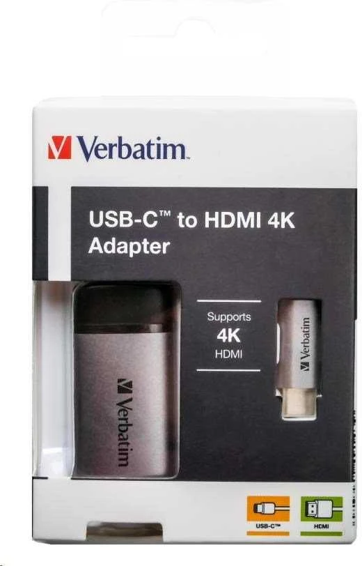 Verbatim 49143 vaizdo kabelio adapteris 0,01 m C tipo USB HDMI Juoda, Sidabras