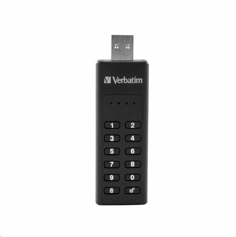 External drive Verbatim klaviatūra Secure USB 3.2 Gen 1 32GB juodos spalvos 49427