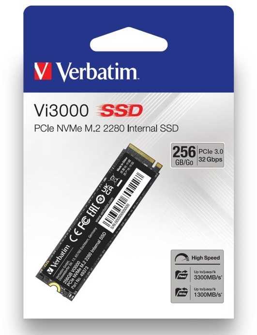 Verbatim Vi3000 256 GB, SSD - PCIe 3.0 x4, NVMe, M.2 2280