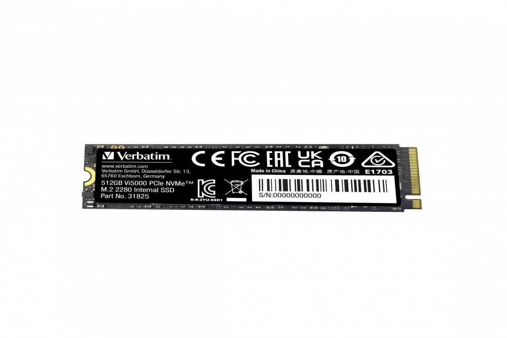 SSD vidinis Verbatim Vi5000 M.2, 31825, 512 GB, juodas, 5000 MB/s-R, NVMe, 2500 MB/s-W