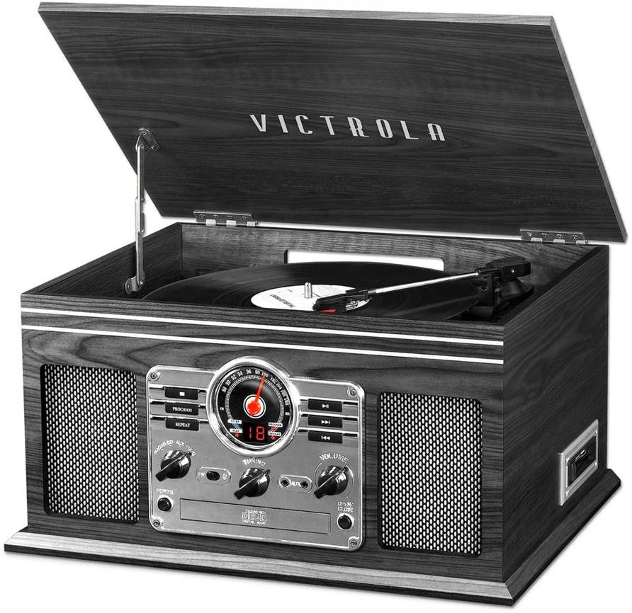 Victrola VTA-200B patefonas, pilkas
