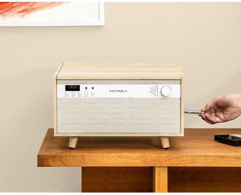 Daugiafunkcis grotuvas Victrola Century 6-in-1 VTA-820SB-NAT-INT su CD, kasečių ir patefono funkcija, smėlio spalvos