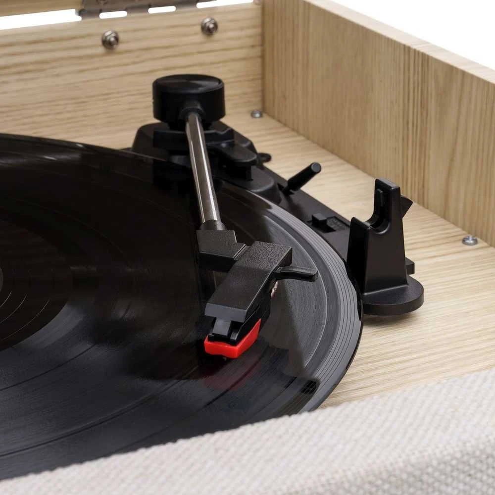Daugiafunkcis grotuvas Victrola Century 6-in-1 VTA-820SB-NAT-INT su CD, kasečių ir patefono funkcija, smėlio spalvos