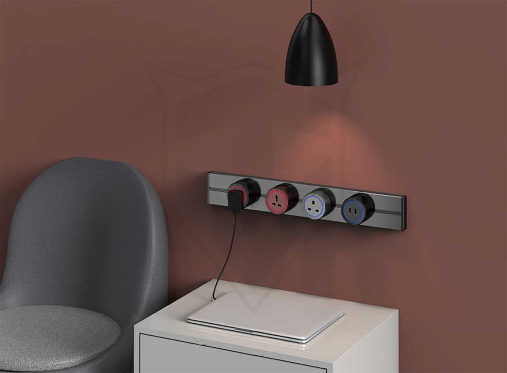 Viking USB šakotuvo modulis A60, 1x USB-A, 1x USB-C, PD, juodas