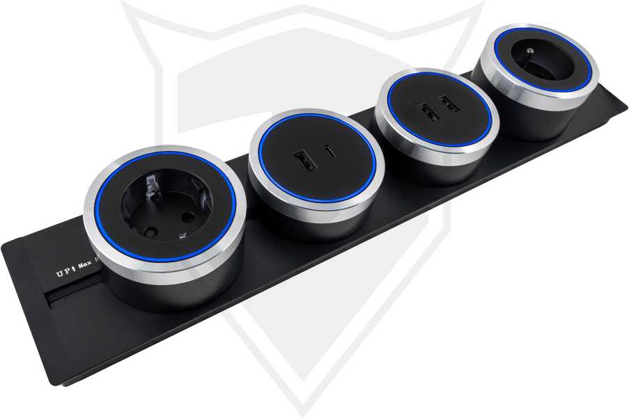 Viking USB šakotuvo modulis A60, 1x USB-A, 1x USB-C, PD, juodas