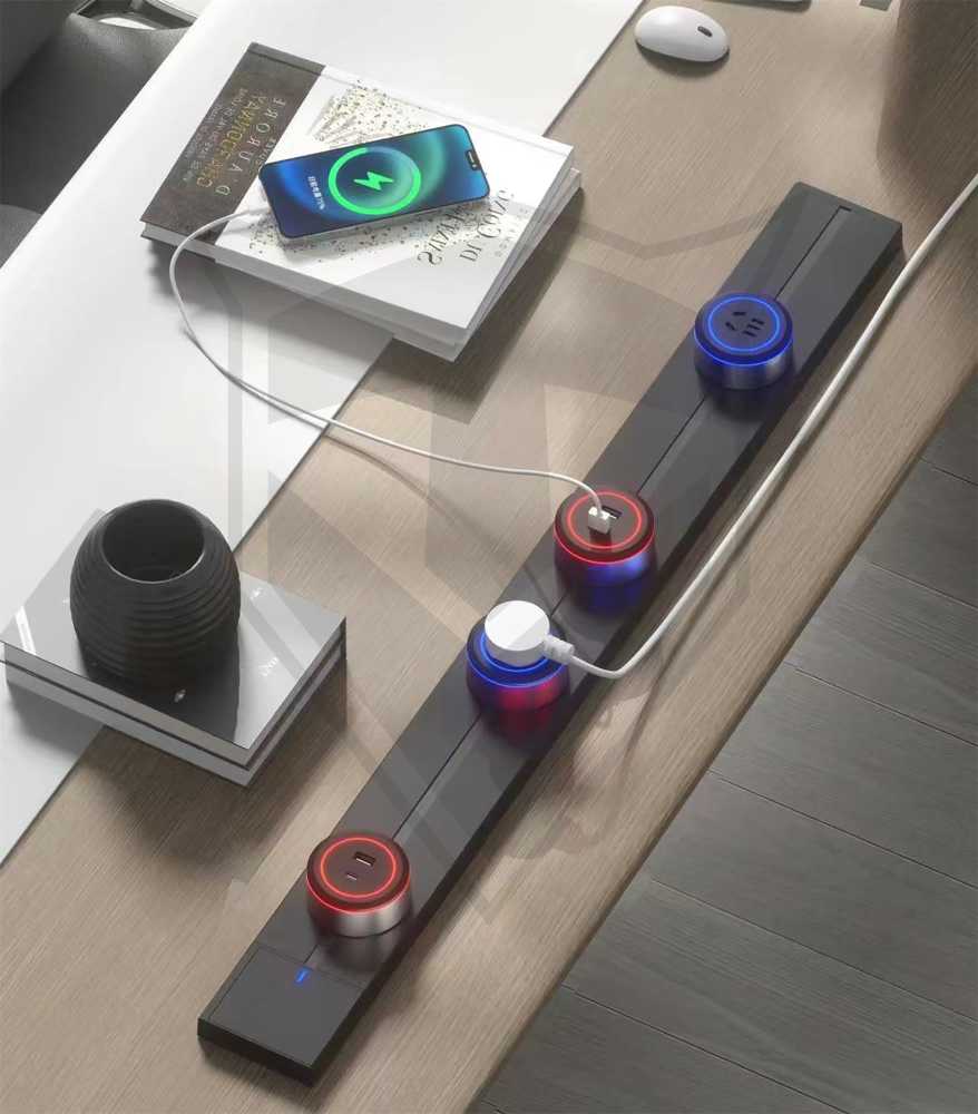 Viking USB šakotuvo modulis A60, 1x USB-A, 1x USB-C, PD, juodas