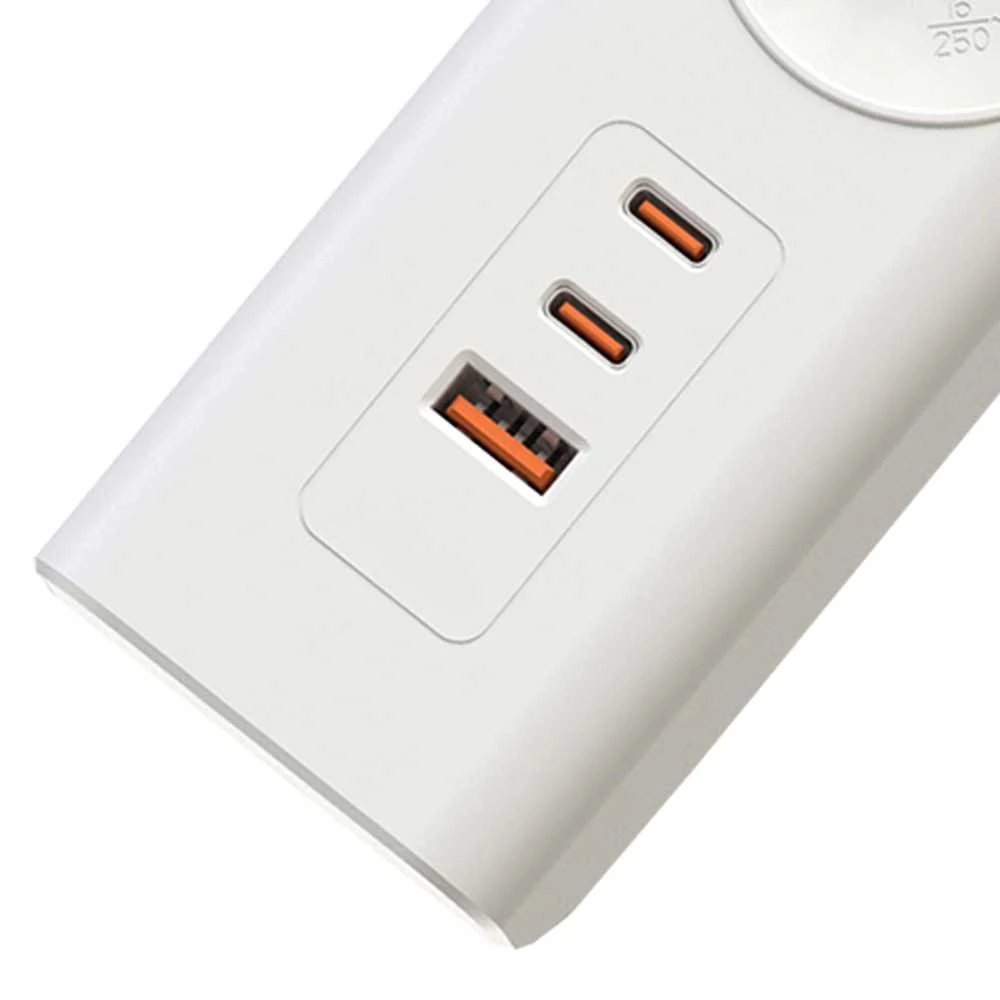 Viking tinklo praplėtimo lizdas YC53, 5x AC 230V, 1x USB-A, 2x USB-C, ilgis 1,5 m, baltas