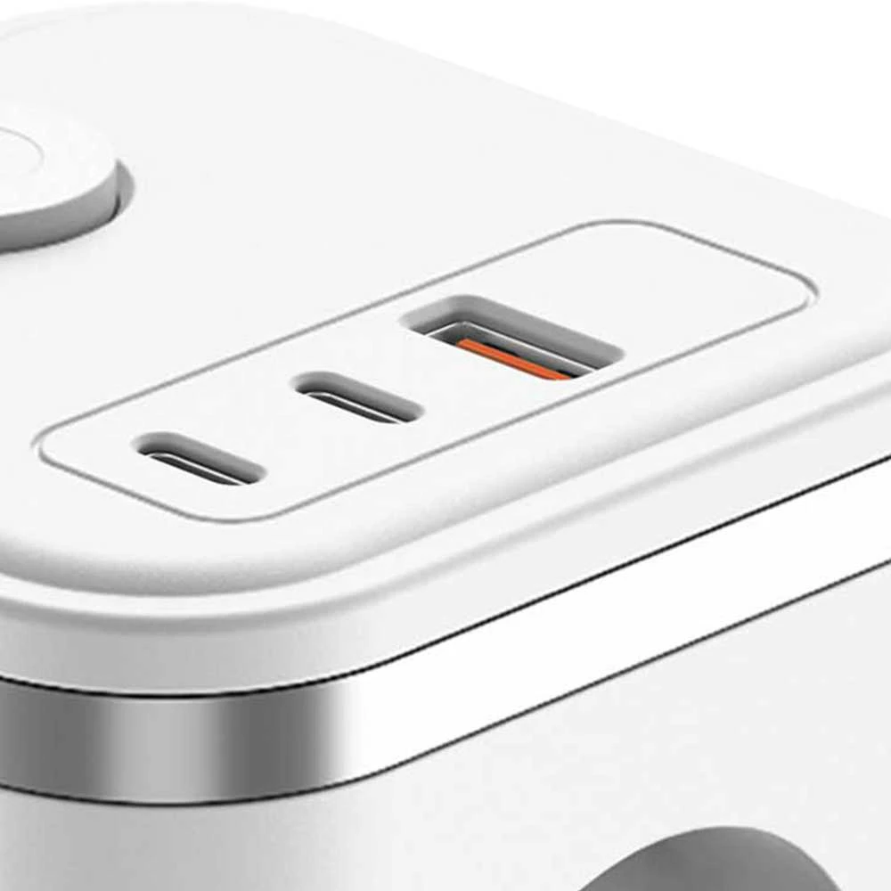 Viking maitinimo adapteris Y33, 3x 230 V, 1x USB-A, 2x USB-C, ON/OFF mygtukas, baltas