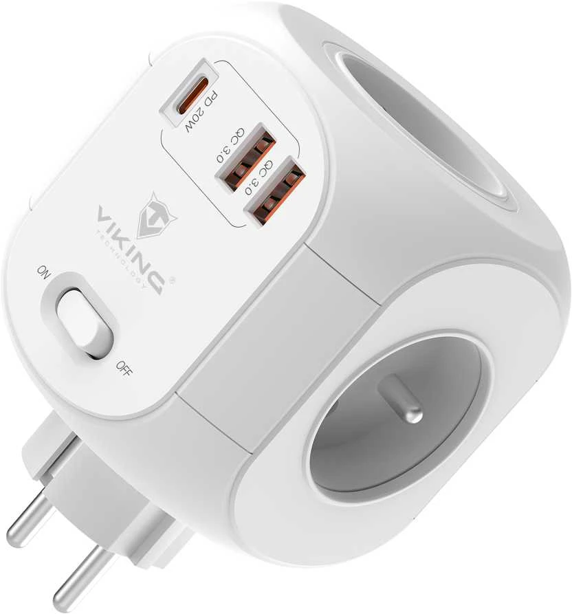 Viking AC43 tinklo adapteris su USB jungtimis