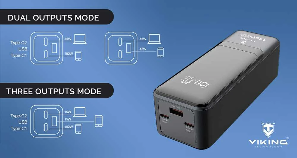 Powerbank Viking Viking power banka PN-964PD, 27000 mAh, juoda