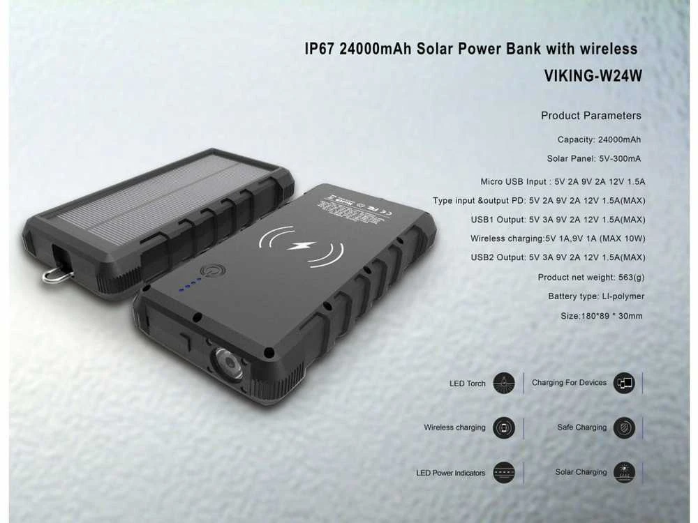 Powerbank Viking W24W 24000mAh Juodas
