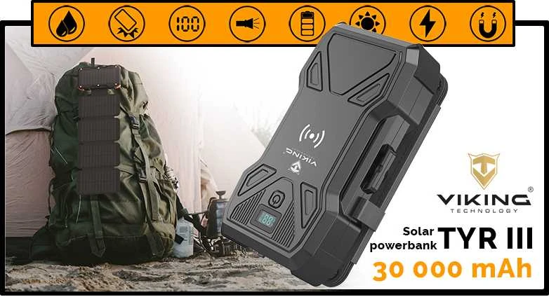 Viking saulės lauko maitinimo blokas TYR III 30000 mAh, bevielis įkrovimas