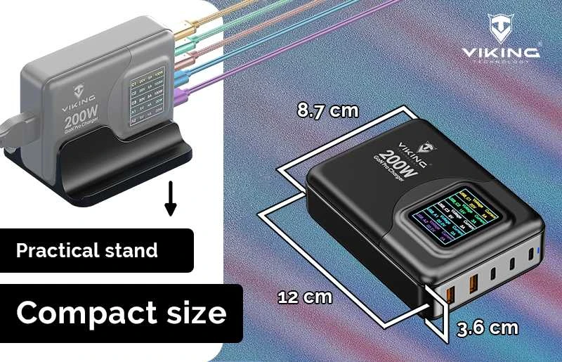 Įkroviklis Viking Viking nabíječka USB GaN 200W PD Pro
