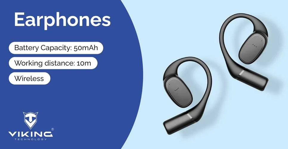 Ausinės Viking bluetooth ausinės su mikrofonu V49 juoda