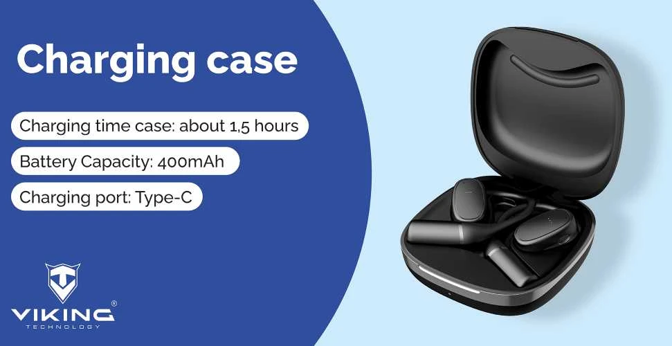 Ausinės Viking bluetooth ausinės su mikrofonu V49 juoda