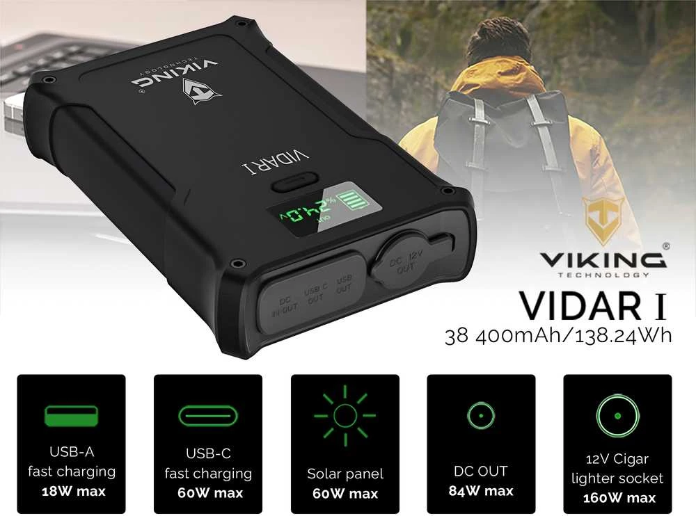 „Viking“ išorinė baterija, esanti „VIDAR I“ išorinės baterijos išorėje, 36000 mAh