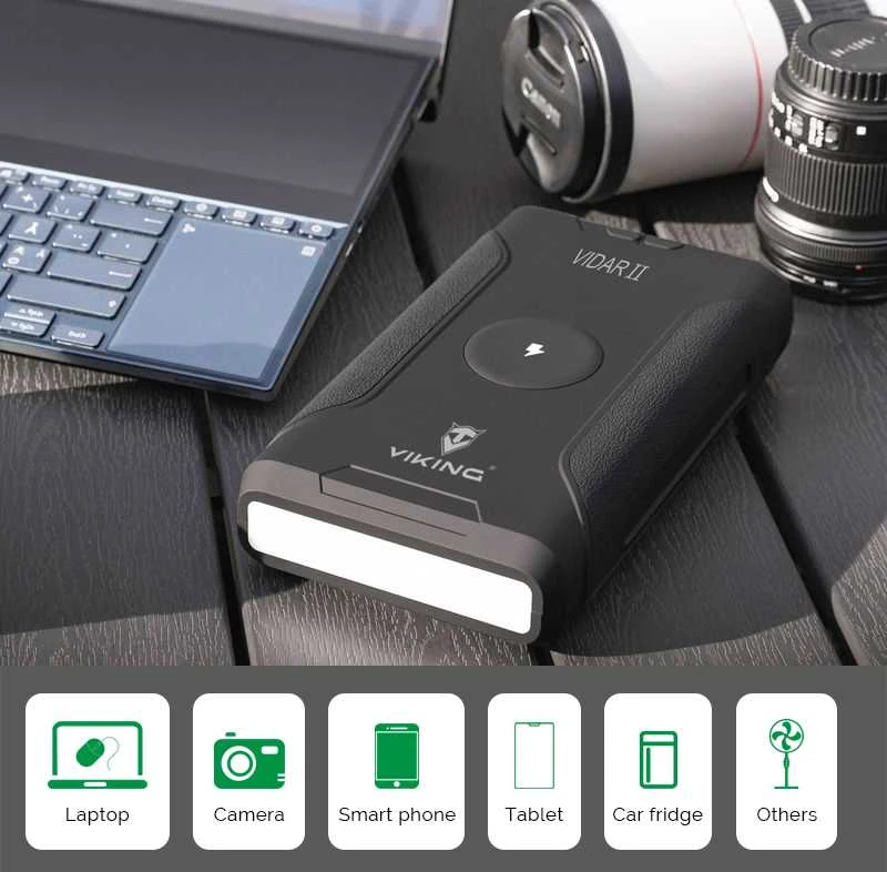 Viking išorinė baterija Viking lauko naudojimui VIDAR II, 72000 mAh, belaidis įkrovimas