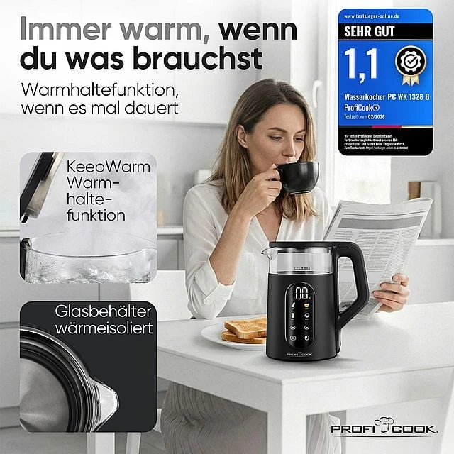 Profi Cook Elektrinis virdulys 1,7L PC-WK 1328 juoda PROFICOOK