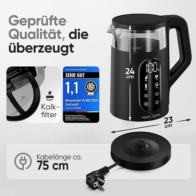 Profi Cook Elektrinis virdulys 1,7L PC-WK 1328 juoda PROFICOOK