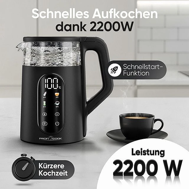 Profi Cook Elektrinis virdulys 1,7L PC-WK 1328 juoda PROFICOOK
