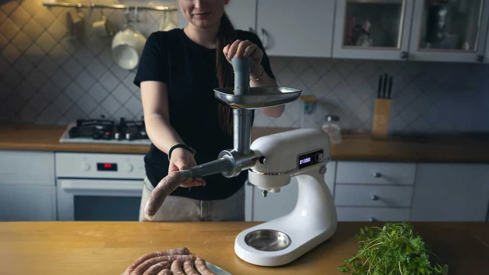 Virtuvinis kombainas „Evolveo Salente DigiChef+“ planetinis maisto smulkintuvas, 6 litrų nerūdijančio plieno dubuo, mėsmalė, skaitmeninis ekranas, balta