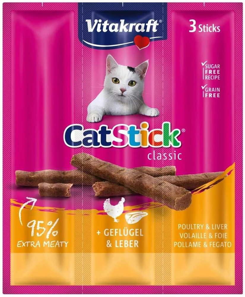 Kačių Skanėstai - Vitakraft CatStick Mini su Paukštiena ir Kepenėlėmis, 3 Vnt.