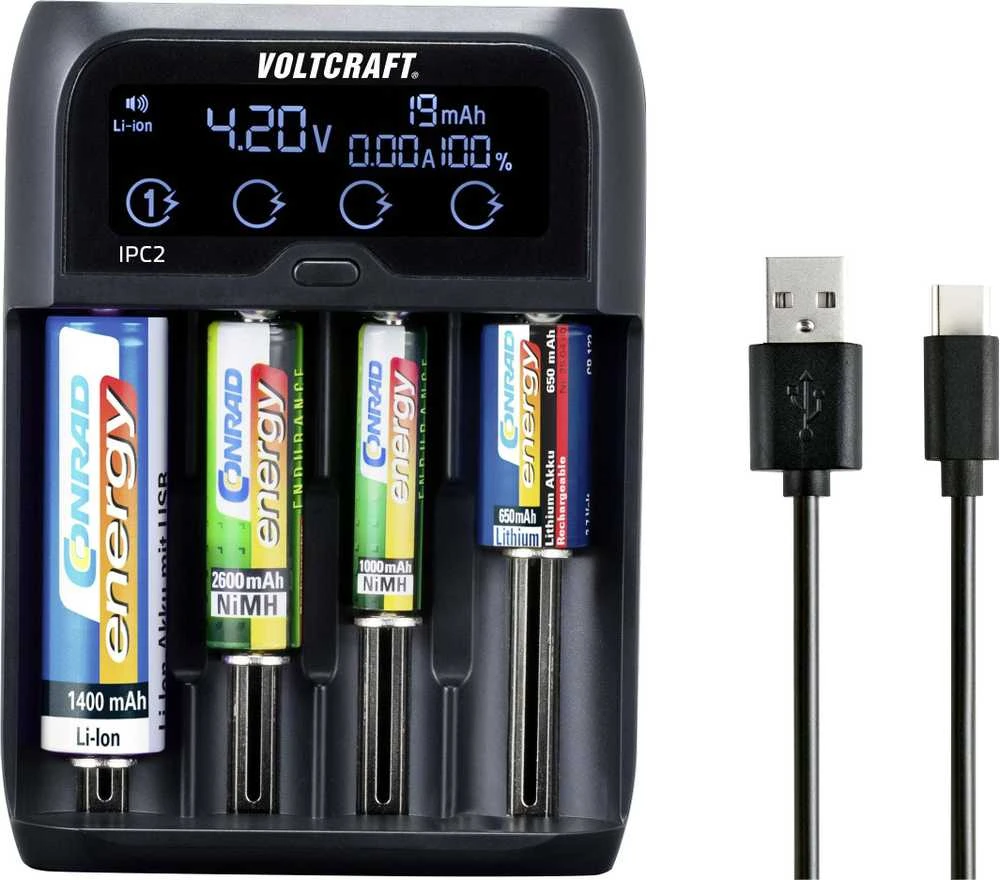 Voltcraft IPC-2 įkroviklis su LCD ekranu