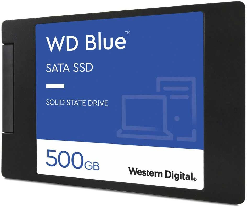 WD Mėlyna SA510 SSD 500GB SATA III 6Gb/s korpuse, 2.5" 7mm vidinėje dalyje, vienoje pakuotėje, maitinamas „SANDISK“