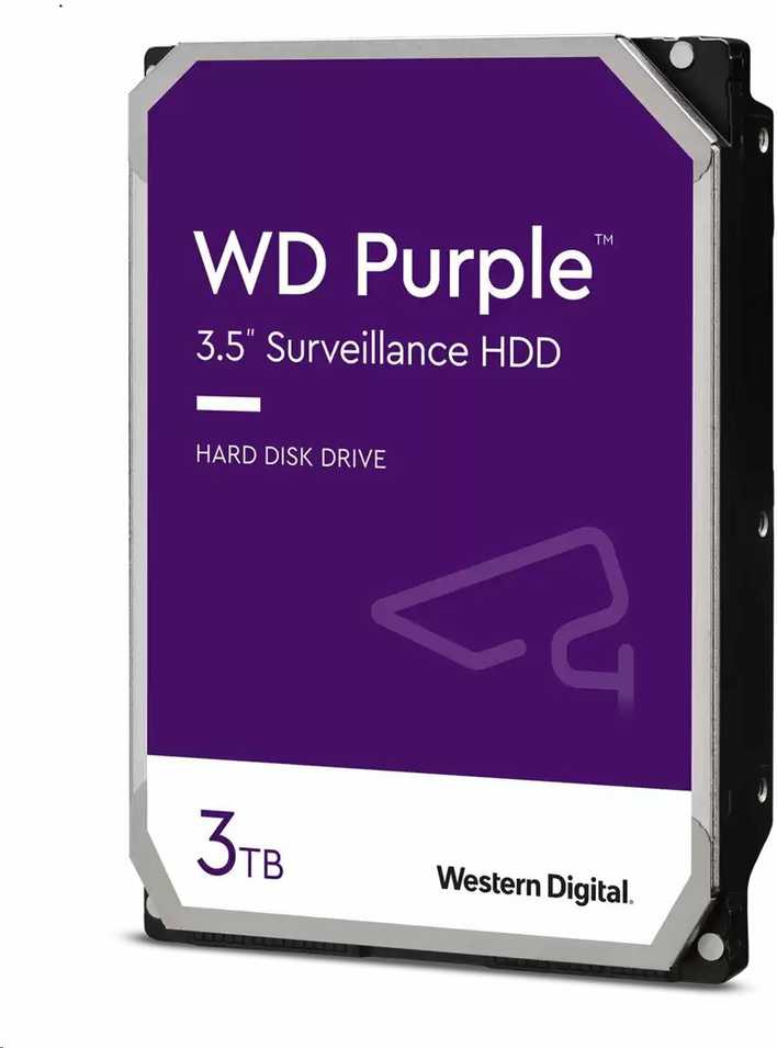 Western Digital HDD Video Surveillance WD Violetinė 3TB CMR, 3.5'', 256MB, SATA 6Gbps, TBW: 180