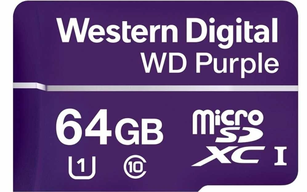 Atminties kortelė Western Digital WD Violetinė 64GB Surveillance Micro SD XC Class - 10 UHS 1