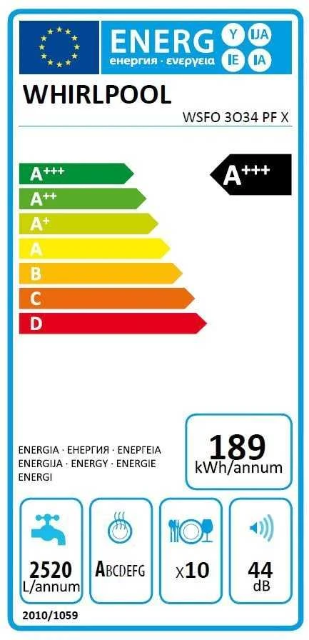 Indaplovė Whirlpool WSFO 3O34 PF X