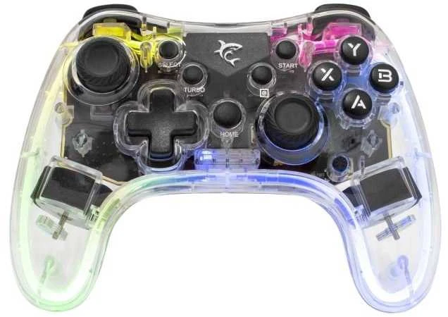 White Shark „Baltas Shark Baltas Shark GAMEPAD LEGION“ belaidis valdiklis, skirtas asmeniniams kompiuteriams, PS3/PS4, „Android“, „IOS“, permatomas (GPW-8039)