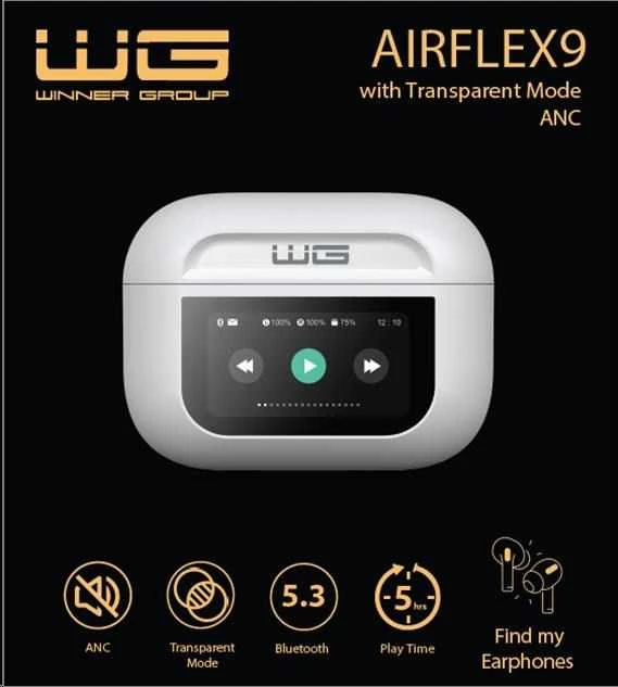 WG AirFlex 9 baltos ausinės su jutikliniu ekranu